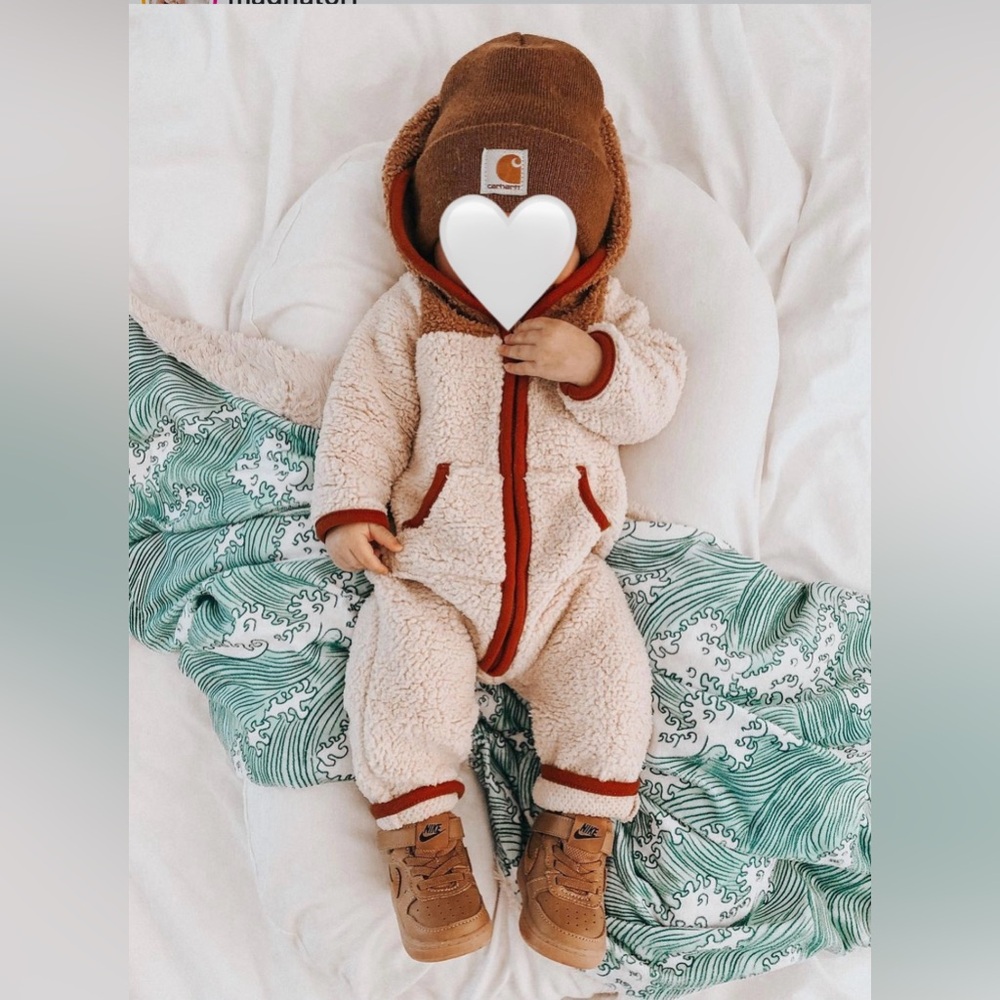 Carters neutral fleece zip up jumpsuit